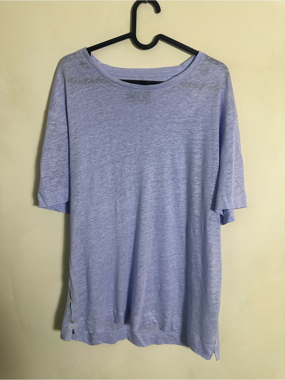 Robert Talbott California Men's Blue Periwinkle Crew Neck Shirt Medium Linen